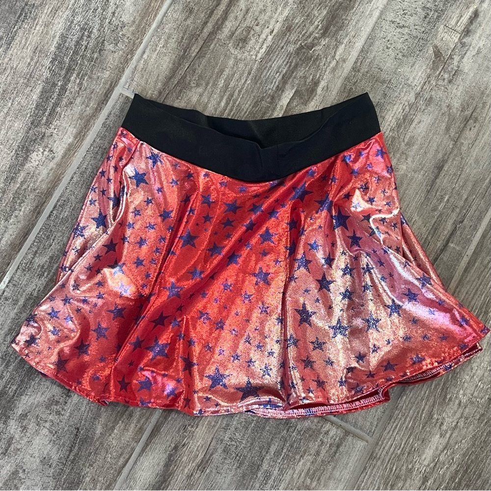 Red Star Skirt Metallic Patriotic Fourth of July Party‎ Outfit